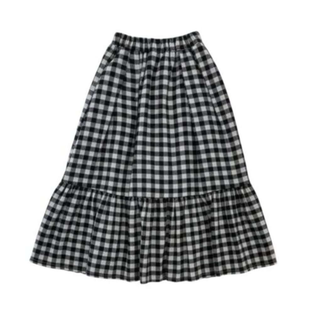 TAMBERE - VICHY PRINT LONG SKIRT - 100%COTTON - BLACK/WHITE - 4T - LIKE NEW